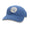 Front three-quarter view of steel gray Say Yes corduroy dad hat with cream circular Say Yes embroidery