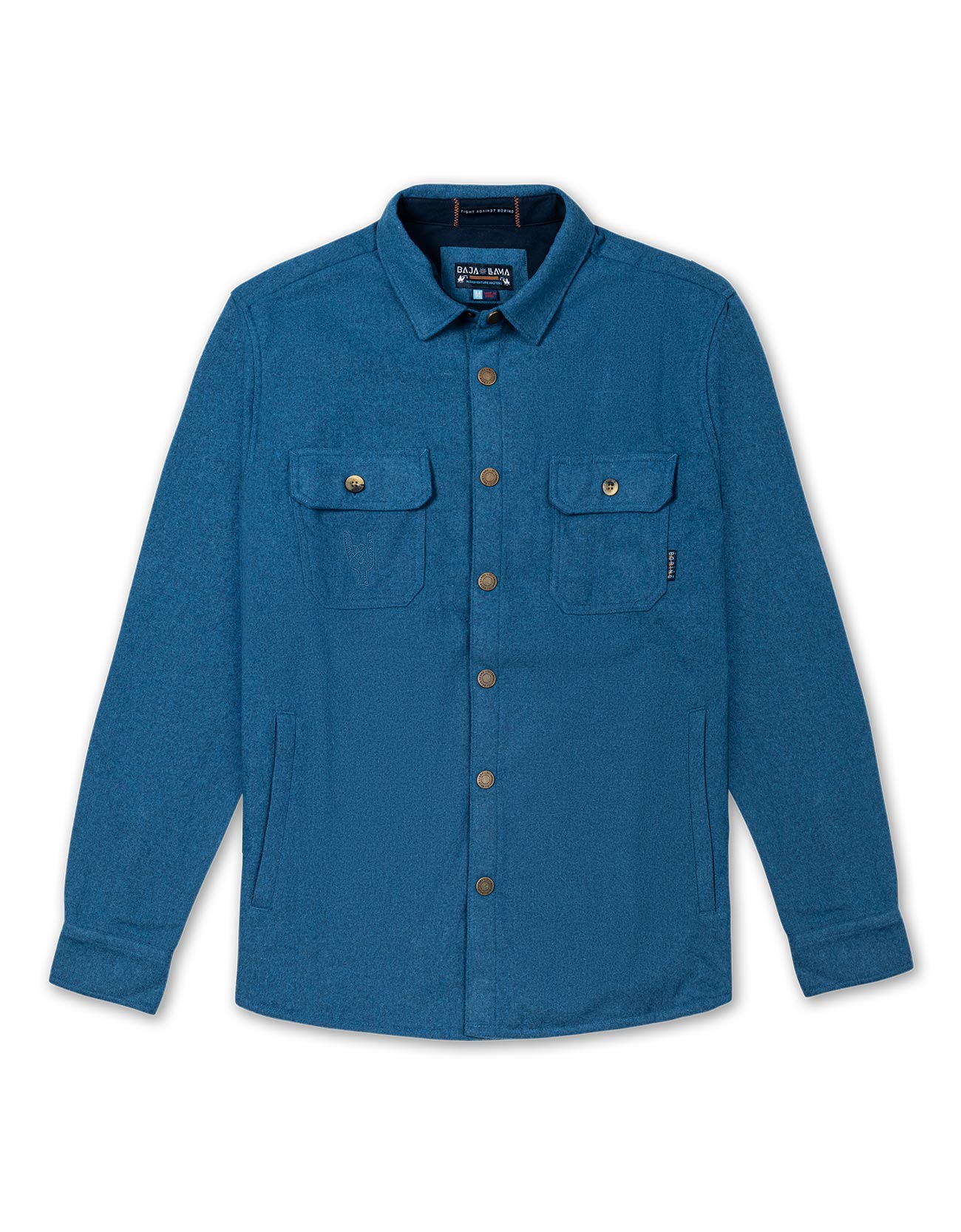Baja Llama Blue Wool Mid/Heavyweight RoadRunner Flannel Shirt Jacket