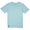 Front flat-lay view of the Baja Llama Solid Porcelain Blue Pima Slub Tee, featuring a light blue crewneck t-shirt with a distinct slub texture and a small square brand logo patch on the bottom left hem.