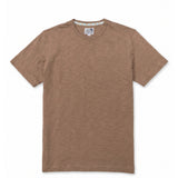 Solid Scorched Brown Pima Slub Tee flat lay view with crew neck by Baja Llama