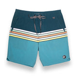 Baja Llama Retro Green Striped Mens 18" Boardshorts