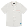 Baja Llama white linen / tencel with cactus embroidery short sleeve button up shirt