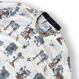 Amazon rainforest treehouse print shirt depicting canopy life in Peru's jungle