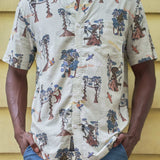 Amazon rainforest treehouse print shirt depicting canopy life in Peru's jungle