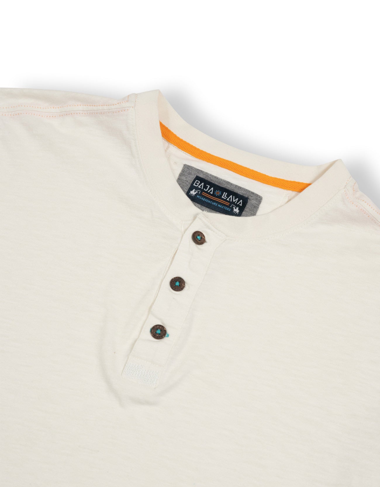 Baja Llama Cream Three Button Fast Eddie Slub Cotton Henley