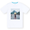 Front flat-lay view of the Baja Llama The Girl In Ipanema Primo Graphic Tee, featuring a white short-sleeve t-shirt with a large rectangular photographic print on the center chest depicting a woman in a swimsuit near Ipanema Beach.