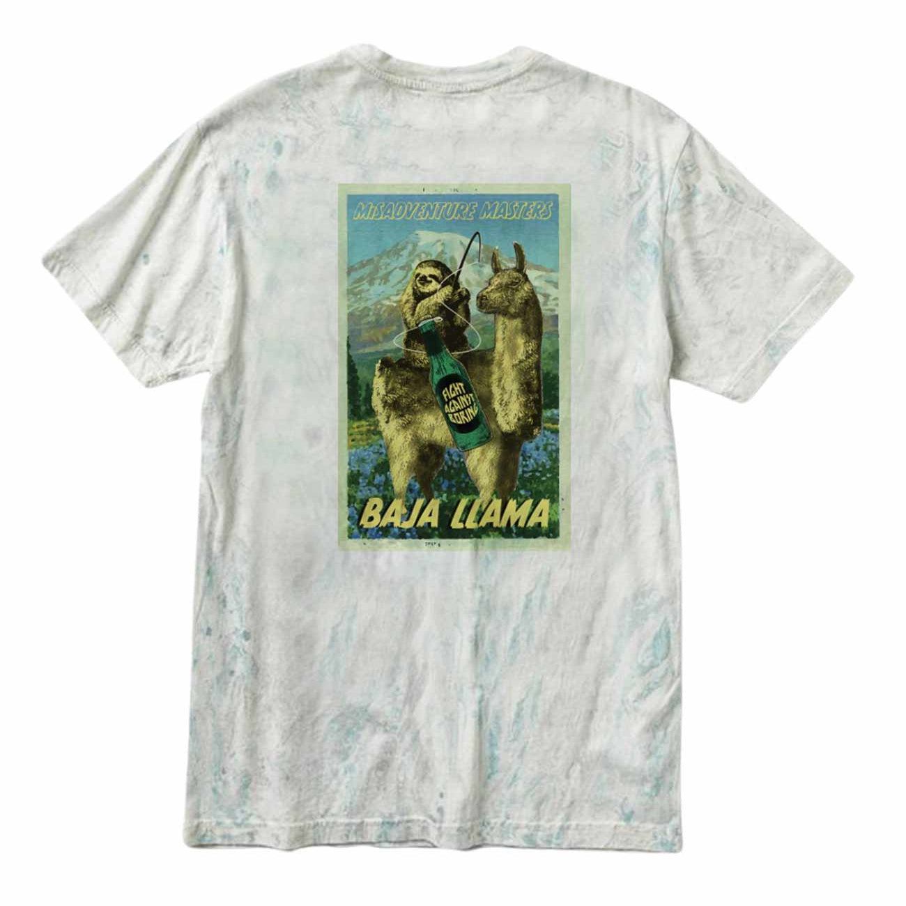 Baja Llama tie dye peruvian cotton sloth llama national park graphic T-shirt