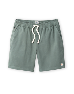 Baja Llama Too Easys seafoam green stretch cotton shorts with elastic waistband and drawstring.