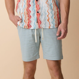 TOO BREEZYS AQUA FADE - STRETCH LINEN SHORTS