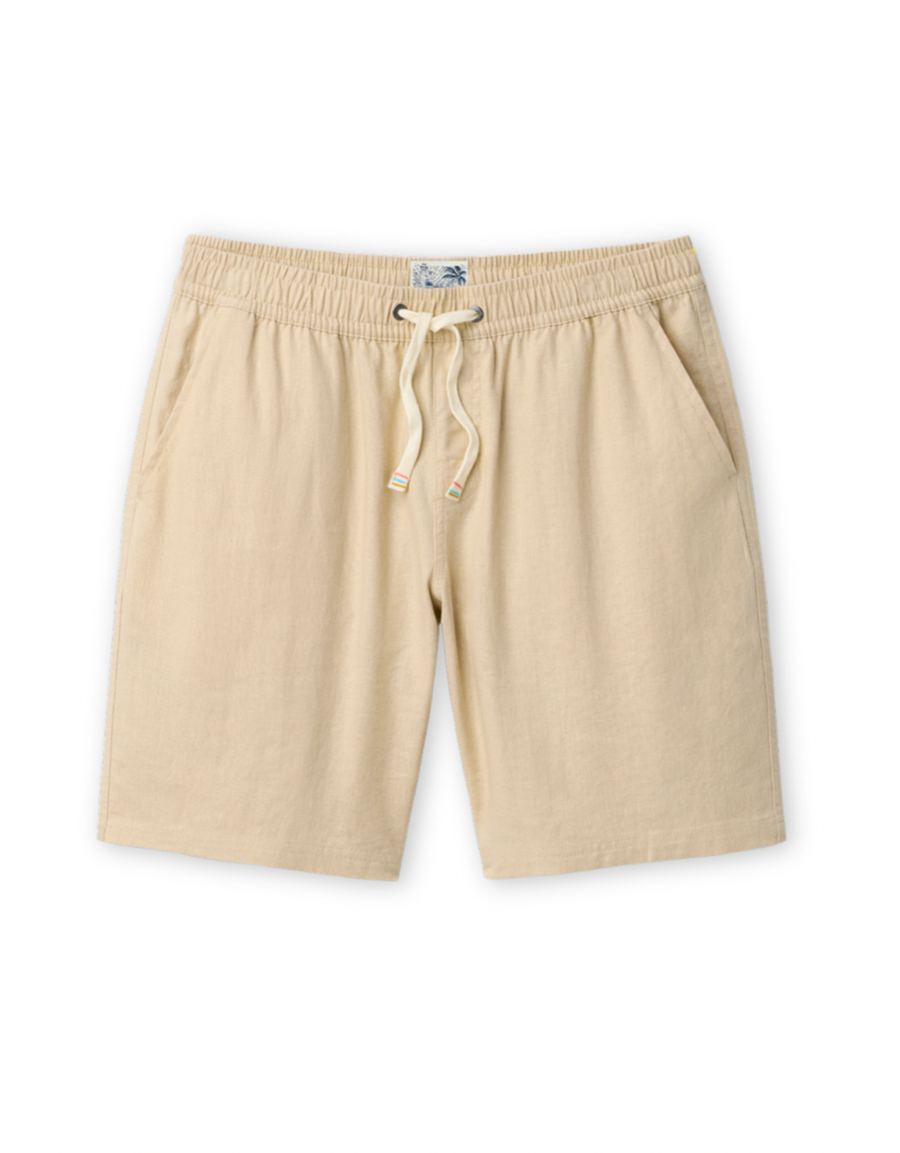 TOO BREEZYS NATURAL BEIGE - STRETCH LINEN SHORTS