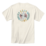Back view of the off-white Baja Llama Trip in Circles Primo Graphic Tee featuring a circular mushroom and figure design.