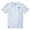 Front product view of the Baja Llama Trip of a Lifetime Slub Pima Pocket Tee, featuring a blue and white tie-dye pattern and a small mushroom emboidery on top of the chest pocket