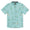 Turquoise button up shirt with yellow Tiger Lily, Foxtail and Monkey Monstera print