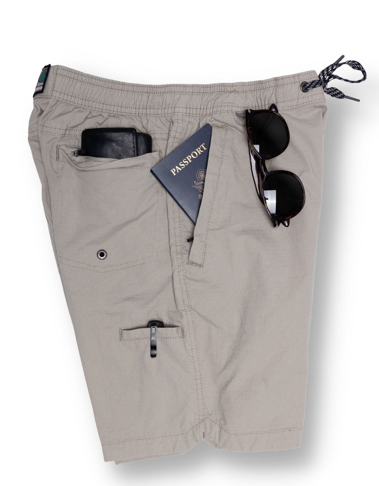 Baja Llama's Vagabond 18" Light Khaki Stretch Cotton Ripstop Adventure Shorts