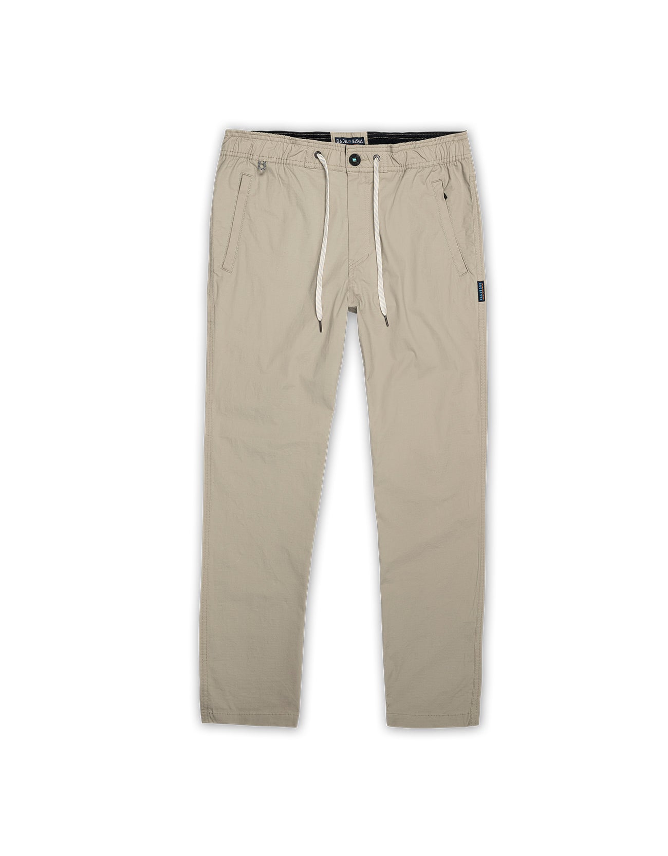 Baja Llama Khaki Vagabond Stretch Waistband Cotton Ripstop Travel Pants