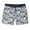 Green men's volley shorts with three-toed sloth print wearing eyeglasses.