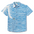 Flat lay of 100 Foot Wave Vagabond recycled travel button-up shirt with bold print