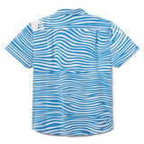 Back view of 100 Foot Wave Vagabond travel shirt with shirttail hem