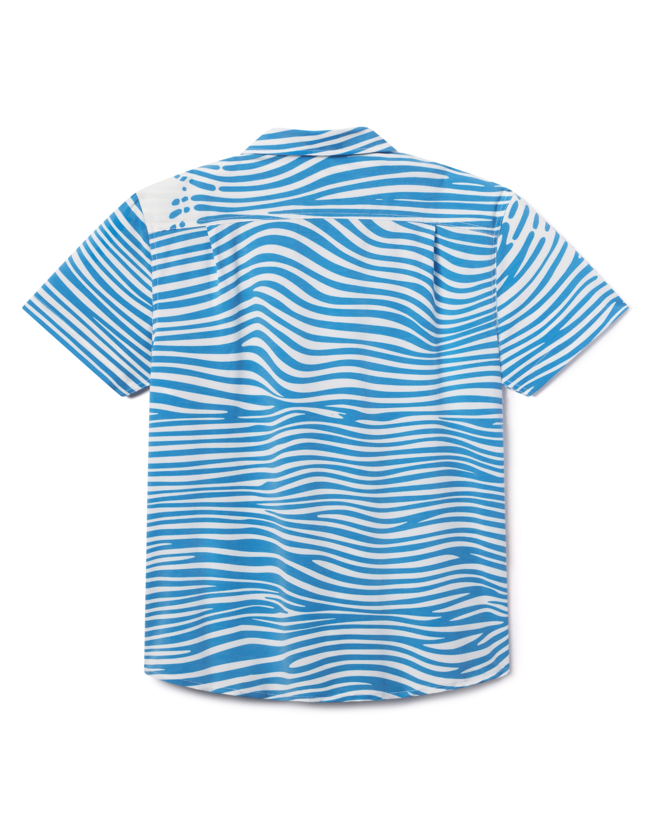 Back view of 100 Foot Wave Vagabond travel shirt with shirttail hem