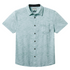 Baja Llama green wave stripe Print Cotton Viscose short sleeve button up shirt