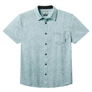 Baja Llama green wave stripe Print Cotton Viscose short sleeve button up shirt