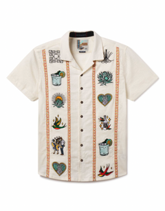 Baja Llama El Sativo Tequila Guayabera button up shirt with embroidered details